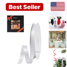 White Double Face Satin Ribbon 1/2" x 50 Yards - Polyester