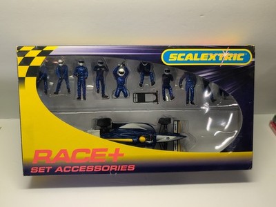 Scalextric Race + Plus Set Accessories 10 Man Crew & Car VERY RARE 
