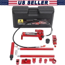 4 Ton Hydraulic Jack Porta Power Portable Lift Ram Body Frame Repair Kit w/Pump