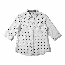 Women s Plus Size 3X Blouse White w/ Navy Dot...
