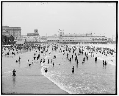 Bathing,Steeple Chase,amusement piers,docks,Atlantic City,New Jersey,NJ,1910