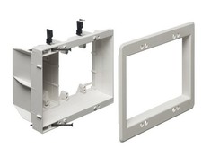 3-Gang Recessed TV Box, Power  Dual Low Voltage, White, for Flat Panel Installs