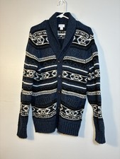 Old Navy fair isle print cardigan Men  s Sz Large Blue Preppy Dad Grandpacore