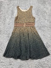Free People Dress Women 4 Leopard Ombre Crochet Empire Waist Mini Flare Preppy