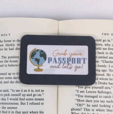 Echo Park Paper Let's Go Travel Laminated MINI Bookmark - Grab Your Passport!