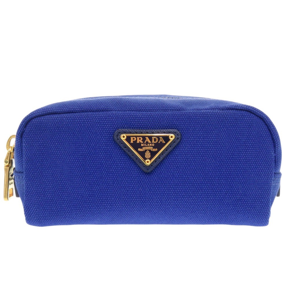 Prada Blue Canvas Pouch for Women Pre-Owned Authentic-image
