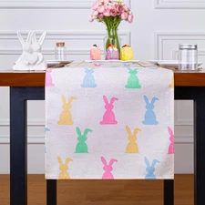 Easter Table Runner 13 x 72 Inch Colorful Bunny Table Runner Decorative Farmh...