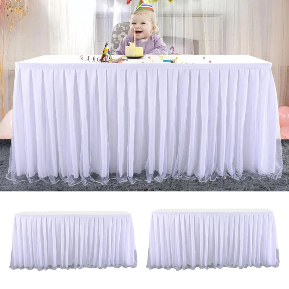 Jupe de table plissée pour mariage, nappe de table pour banquet, fournitures de - Photo 1/1