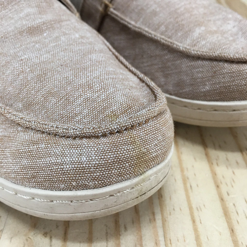 Toms Boat Shoes Womens 10.5 Tan Canvas Lace Up Casual Moc Toe Slip On Comfort - Image 4 of 4