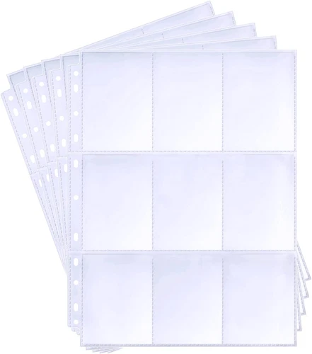 36-pack Trading Card Sleeve Pages 9-pocket Binder Sheets for Sports Game Cards