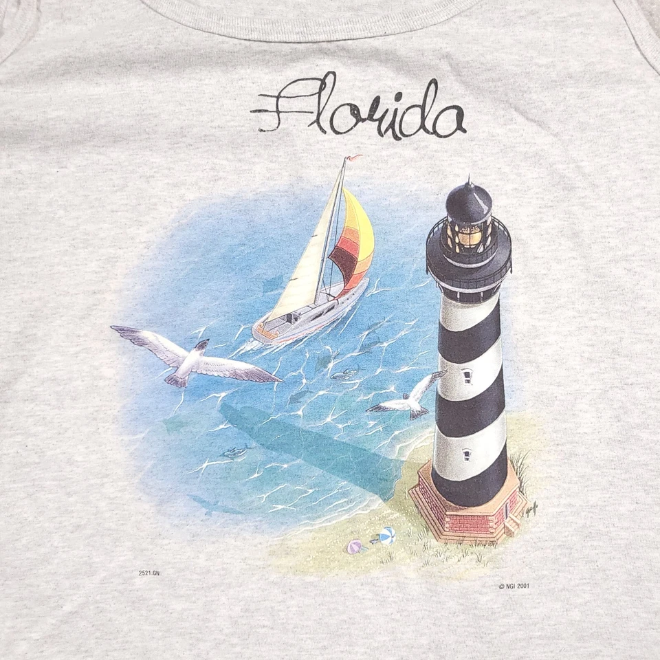 Camisa De Colección Y2K Arte Naturaleza Florida Para Hombres XL Sin Mangas Tanque Faro Playa EE. UU. Foto 4 de 4
