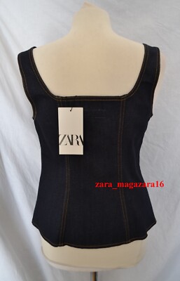 ZARA NEW ZIPPERED DENIM TOP ZW COLLECTION SIZE M REF. 5216/ 244 | eBay