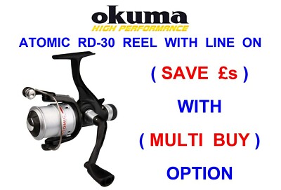 OKUMA ATOMIC RD-30 MATCH REEL+LINE FOR FLOAT FEEDER PELLET WAGGLER ROD FISHING