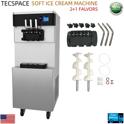 TECSPACE 20-28L/H 2450W 3 Flavors Commercial Ice Cream Maker Machine for Bars