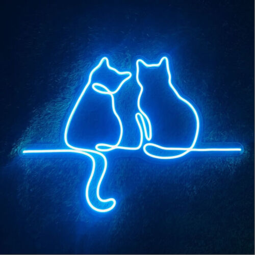 Katze Neon Schilder, zwei niedliche Katze geführt Schilder, Haustierliebhaber Geschenke, Neonlichter für Wand - Bild 1 von 4