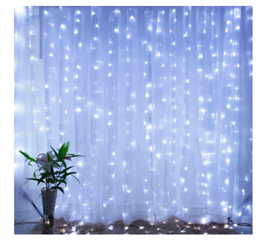 YASENN Cortina De Luces De 3 X 3 M, 300 LED, 8 Modos, Cadena De Luces Para Cortina, Ventana, Boda, Navidad, Jardín, Dormitorio (blanco Frío