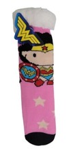 DC Wonder Woman Sherpa Lined Non-Slip Women's Pink Star Slipper Socks - One Size