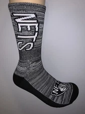 BROOKLYN NETS NBA LOGO MENS MARBLE GREY CREW LENGTH SOCKS LARGE