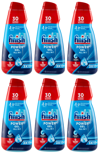 6X Finish Power Gel Detergente Lavastoviglie GeschirrspüLmittel 30 WäSchen 600Ml-image
