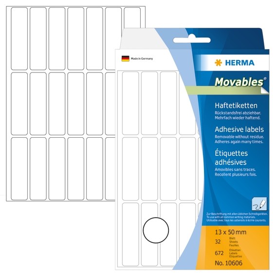 Herma 10606 Vielzwecketiketten 13X50 Mm Weiß Movables/AblöSbar Papier Matt 672 S-image