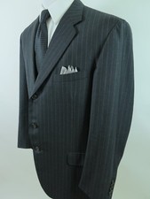 Oxxford Clothes Mens Wool Gray Striped Blazer Suit Jacket Sport Coat 44/46 L USA