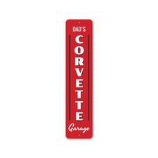 Vertical Chevy Corvette Garage Metal Sign Chevrolet Automotive Car Man Cave