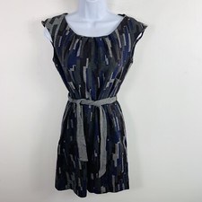 Banana Republic Womens Dress Sz 6 Gray Purple Geometric Sleeveless Knee Length 