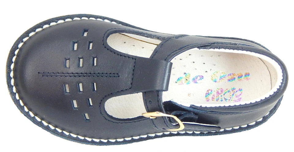 DE OSU - España - Zapatos con correa en T escolares de vestir de cuero azul marino para niñas - europeos - talla 6,5 Foto 4 de 4