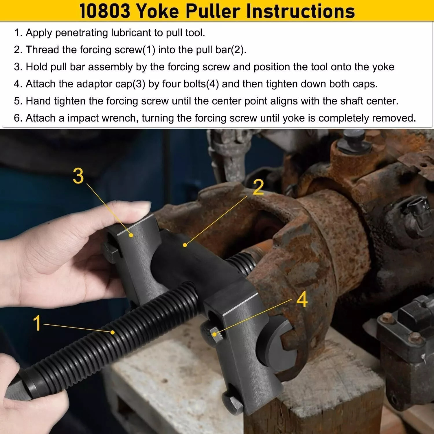 For Commercial Trucks /Semi Truck Heavy Duty Yoke Puller Removal Tool Kit 10803