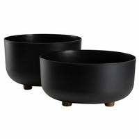 Howhomely BlumenküBel ÜBertopf 2Er Set Blumentopf Mit FüßEn Pflanzentopf Schwarz