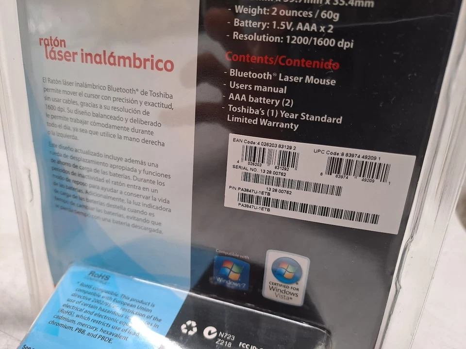 Lote de 3 Ratones Láser Inalámbricos Toshiba Bluetooth PA3847U-1ETB Foto 3 de 3