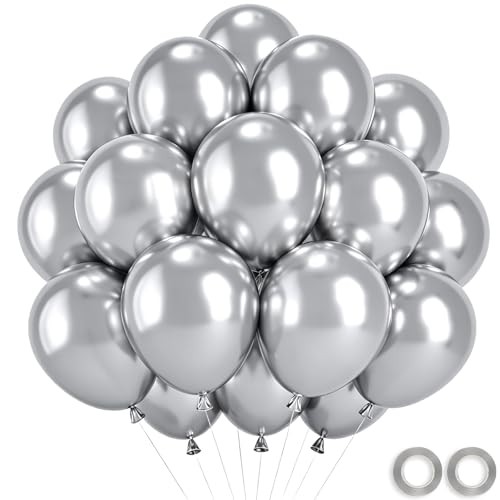 Metallic Silver Balloons, 52pcs 12 Inch Silver Metallic  Assorted colors 