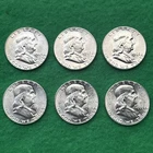 Franklin Half Dollar Lot of 6 - 90% Silver - Wise Intrinsic Silver!