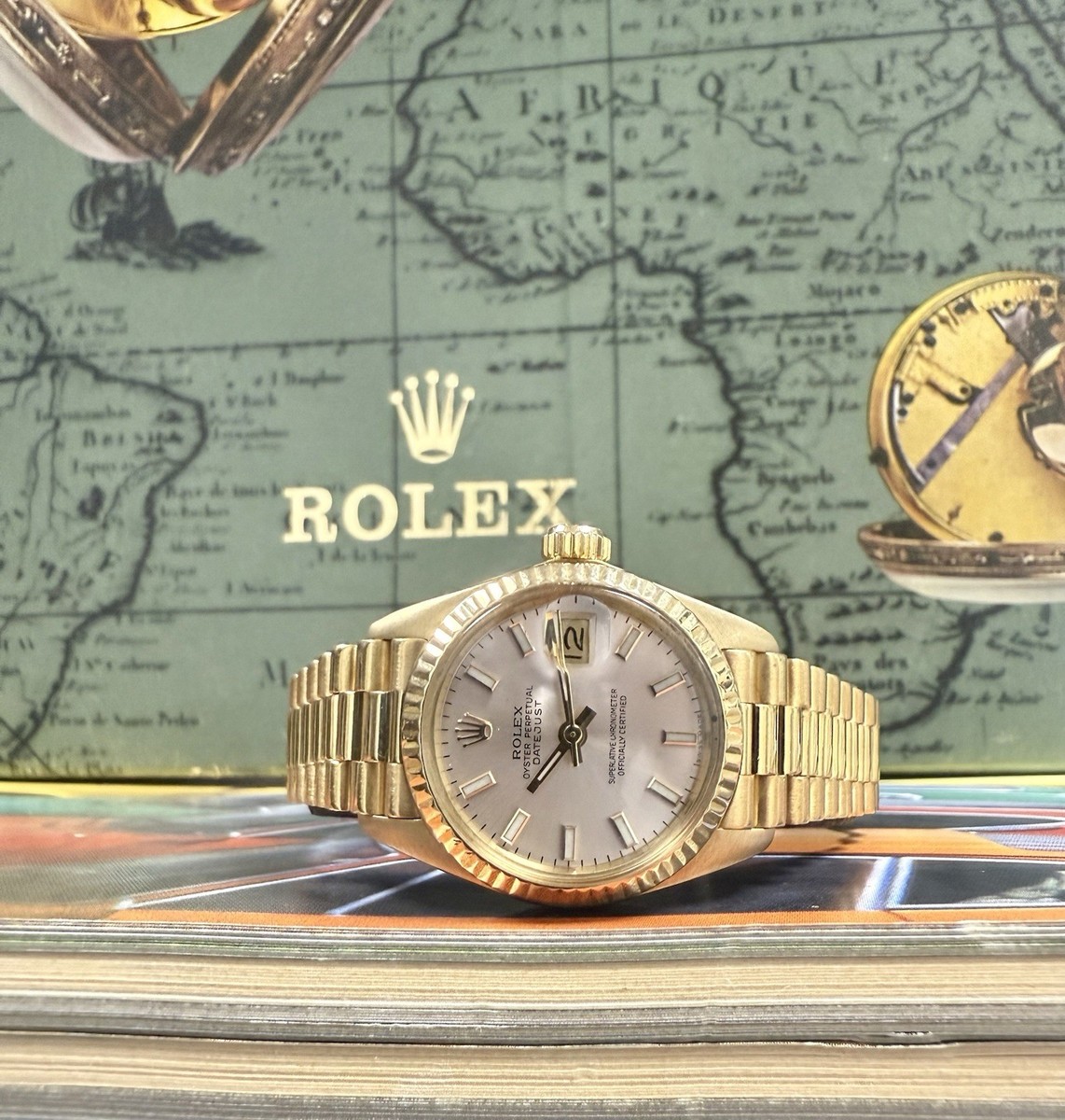 Rolex 6917 Ladies 18k Gold Datejust President Jubilee Pink Silver