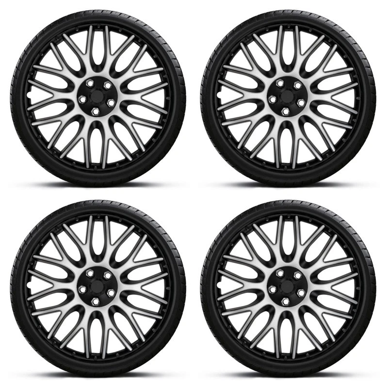 FOR SEAT IBIZA 15" INCH WHEEL TRIMS HUB CAPS SILVER & BLACK ORDN 4PC - Image 2 of 3