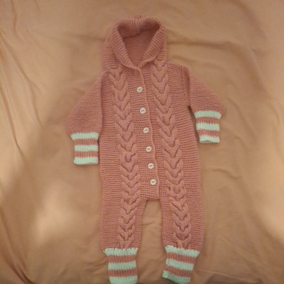 Handmade Baby Mädchen Jumpsuit Rosa & Weiß