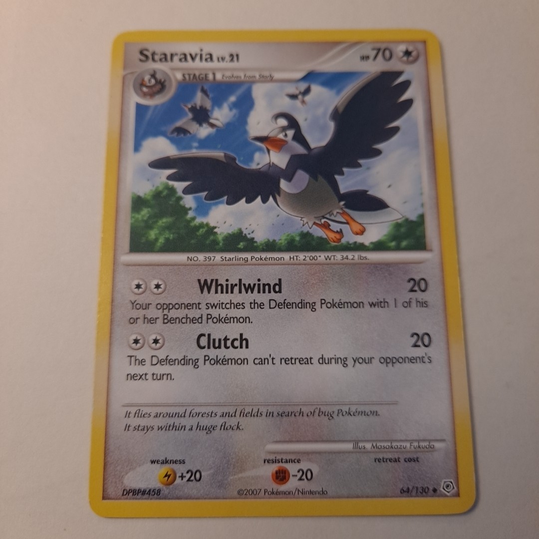 Staravia Pokemon Card Level 21 Hp 70 64/130 Stage 1 Regular 2007