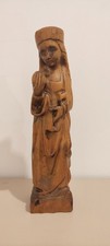 Ancienne Statue De La Vierge En Bois Sculptée / La Vierge Au Globe