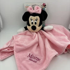 Disney Baby Minnie Mouse Pink Security Blanket Blanky Lovey Plush Toy NEWT