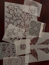 Stencil Lot 9 TCW Crafters Workshop 12x12 Mixed Media Hibiscus Wings Leaves
