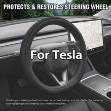 For Tesla Model 3y 2016 -202614-14.5 Leather Steering Wheel Cover Black For Tesla Model 3y 2016 -202614-14.5 Leather Steering Wheel Cover Black