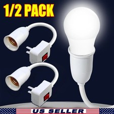 1/2x E27 Plug-in Lamp Socket Adapter Switch Flexible Neck Extension Lamp Bulb