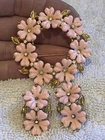 Estate Vintage Costume Jewelry Lucite Pink, Pastel Gold Tone