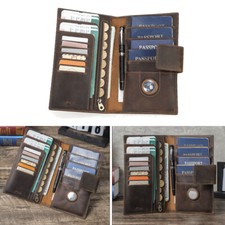 Leather RFID 4 Passport Holder Clutch Bag Wallet AirTag Card Slot Family US