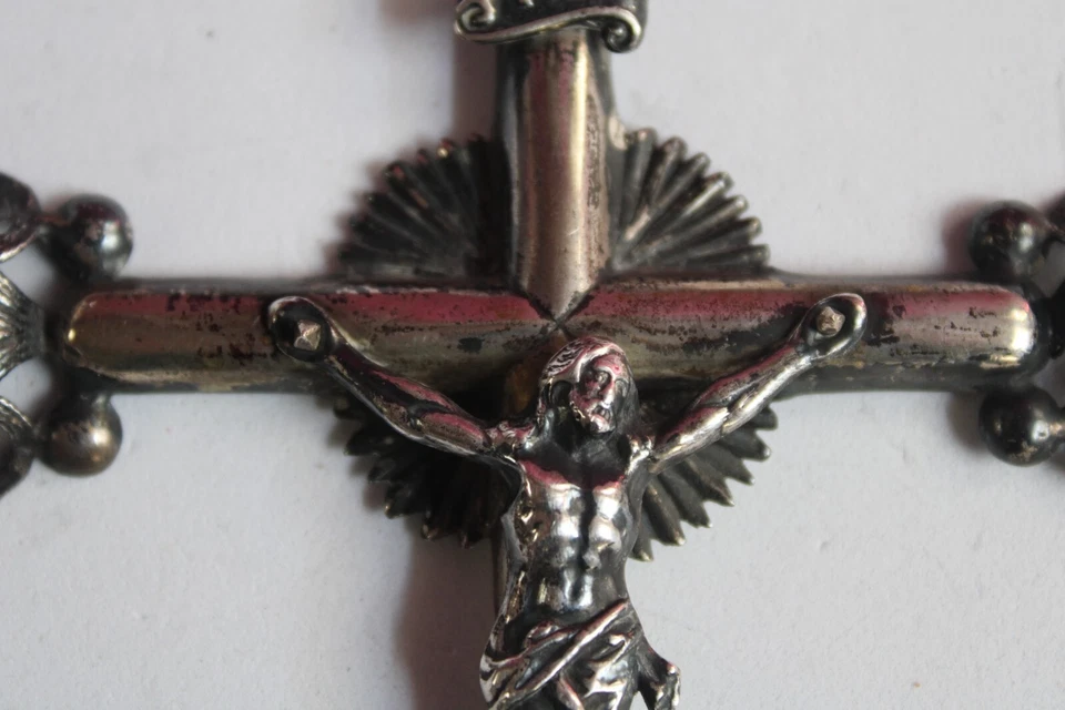 L68-ANTICO CROCEFISSO ARGENTO 800- PRIMO 800-FILIGRANA RELIGIONE CROCE EX VOTO - Immagine 4 di 4