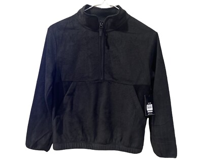 Athletic Works Girls Quarter Zip Sweatshirt Black M (8-10) BRAND NEW