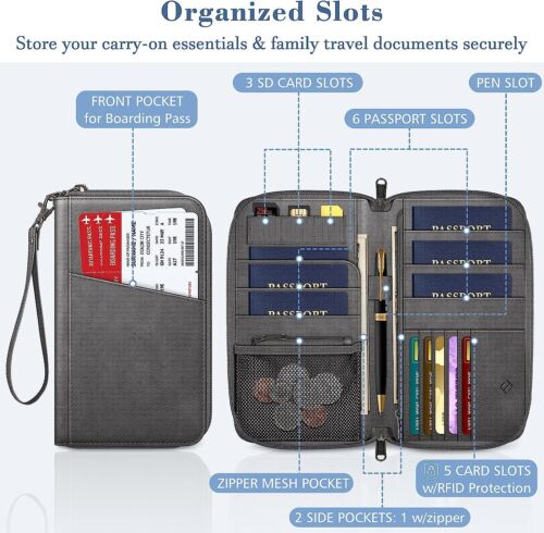 Reisebrieftasche & Familienpassetui RFID Schutz Dokument Organizer Etui Tasche - Bild 2 von 20