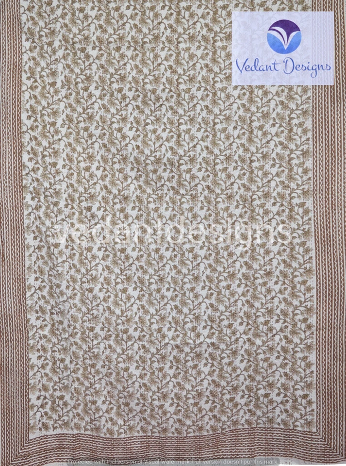 Colcha Kantha reversível indiana branca dupla/única cobertor arremesso arte - Imagem 4 de 4