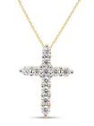 1ct Cross Pendant Necklace 18" Solid 925 Sterling Silver Round Moissanite
