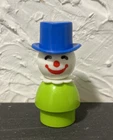 Vintage Fisher Price Little People Circus Clown Figure Green Body/Blue Hat